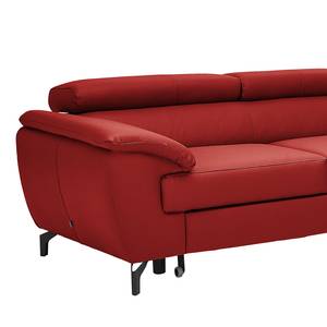 Divano con chaise longue Cartillon Vera pelle Mabel: rosso - Penisola preimpostata a destra - Poggiatesta regolabile - Funzione letto