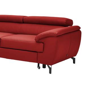 Divano con chaise longue Cartillon Vera pelle Mabel: rosso - Penisola preimpostata a sinistra - Poggiatesta regolabile - Funzione letto