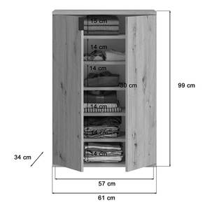 Schuhkommode Idom Eiche Artisan Dekor - Breite: 61 cm