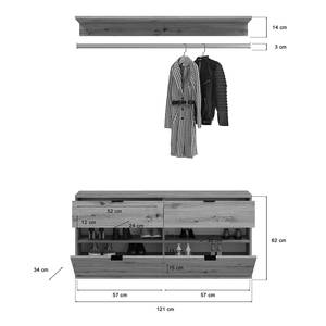 Garderobenset Idom 5-teilig Kombi A Eiche Artisan Dekor - Breite: 212 cm