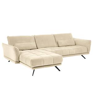 Ecksofa Lethernt mit Longchair Samt Salina: Beige - Longchair davorstehend links