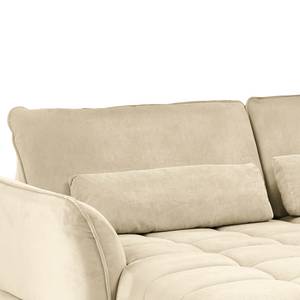 Hoekbank Lethernt met chaise longue Velours Salina: Beige - Longchair vooraanzicht links