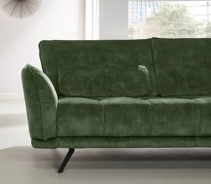 Divano con chaise longue Lethernt Velluto Amata: verde muschio - Longchair preimpostata a destra