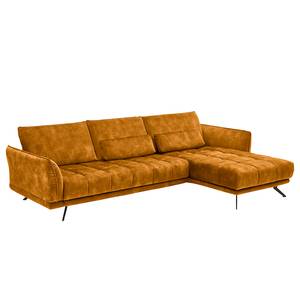 Ecksofa Lethernt mit Longchair Samt Amata: Gold - Longchair davorstehend rechts