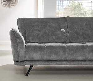 Ecksofa Lethernt mit Longchair Samt Amata: Silber - Longchair davorstehend rechts