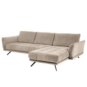 Ecksofa Lethernt mit Longchair Samt Salina: Taupe - Longchair davorstehend rechts