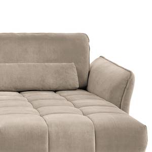 Ecksofa Lethernt mit Longchair Samt Salina: Taupe - Longchair davorstehend rechts