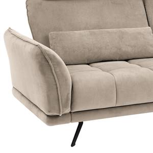 Ecksofa Lethernt mit Longchair Samt Salina: Taupe - Longchair davorstehend rechts