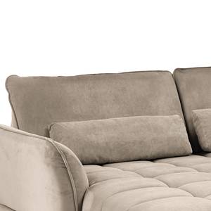 Hoekbank Lethernt met chaise longue Velours Salina: Taupe - Longchair vooraanzicht links