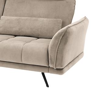 Hoekbank Lethernt met chaise longue Velours Salina: Taupe - Longchair vooraanzicht links