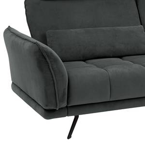 Ecksofa Lethernt mit Longchair Samt Salina: Anthrazit - Longchair davorstehend rechts