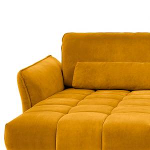 Hoekbank Lethernt met chaise longue Velours Salina: Mosterdgeel - Longchair vooraanzicht links