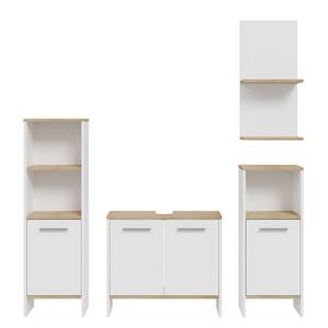 Set di 4 mobili da bagno Ghalia Bianco / Effetto rovere Sonoma