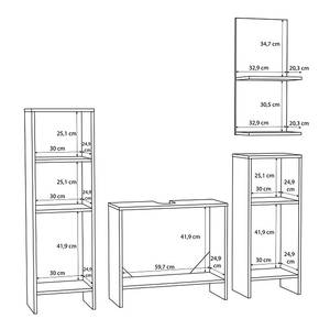 Set di 4 mobili da bagno Ghalia Bianco / Effetto rovere Sonoma