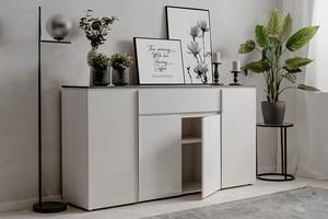 Sideboard Boynam 178 cm Hochglanz Weiß / Stein Dekor