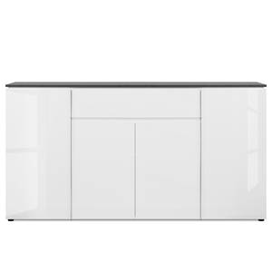 Sideboard Boynam 178 cm Hochglanz Weiß / Stein Dekor