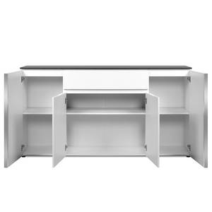 Sideboard Boynam 178 cm Hochglanz Weiß / Stein Dekor