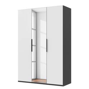 Drehtürenschrank Level36 - 216 cm Typ B Weiß / Graphit - Breite: 150 cm - Mit Spiegeltür/-en