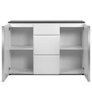 Sideboard Boynam 133 cm Hochglanz Weiß / Stein Dekor