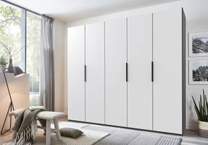 Drehtürenschrank Level36 - 216 cm Typ B Weiß / Graphit - Breite: 250 cm - Ohne Spiegeltür/-en