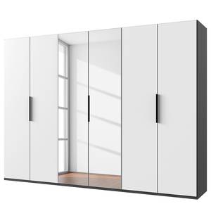 Drehtürenschrank Level36 - 216 cm Typ B Weiß / Graphit - Breite: 300 cm - Mit Spiegeltür/-en