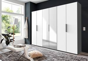 Drehtürenschrank Level36 - 216 cm Typ B Weiß / Graphit - Breite: 300 cm - Mit Spiegeltür/-en