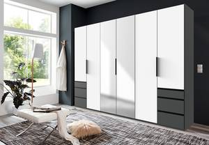 Drehtürenschrank Level36 - 216 cm Typ A Weiß / Graphit - Breite: 300 cm - Mit Spiegeltür/-en