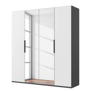 Drehtürenschrank Level36 - 236 cm Typ B Weiß / Graphit - Breite: 200 cm - Mit Spiegeltür/-en