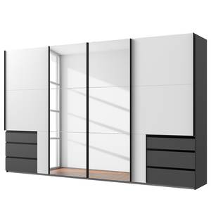 Schwebetürenschrank Level36 216 cm Typ A Weiß / Graphit - Breite: 350 cm - Mit Spiegeltür/-en