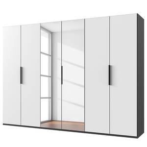 Drehtürenschrank Level36 - 236 cm Typ B Weiß / Graphit - Breite: 300 cm - Mit Spiegeltür/-en