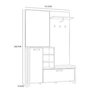 Compacte garderobe Ravenswood Bruin - Plaatmateriaal - 132 x 201 x 42 cm