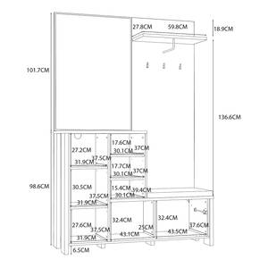 Compacte garderobe Ravenswood Bruin - Plaatmateriaal - 132 x 201 x 42 cm