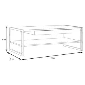 Salontafel Garnida Zwart - Grijs - Plaatmateriaal - Metaal - 111 x 40 x 60 cm