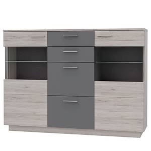 Highboard Jumapo Sandeiche Dekor / Matt Grau