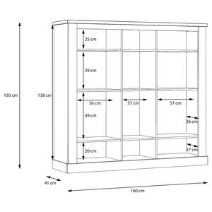 Highboard Hassri 160 cm Weißkiefer Dekor / Grau