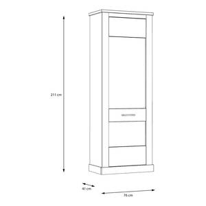 Standvitrine Hassri Weißkiefer Dekor / Grau