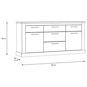 Sideboard Hassri 185 cm Weißkiefer Dekor / Grau