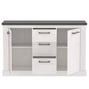 Sideboard Hassri 140 cm Typ A Weißkiefer Dekor / Grau