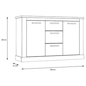 Sideboard Hassri 140 cm Typ A Weißkiefer Dekor / Grau