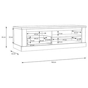 TV-Lowboard Hassri 146 cm Weißkiefer Dekor / Grau