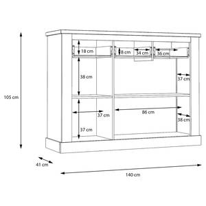 Sideboard Hassri 140 cm Typ B Weißkiefer Dekor / Grau