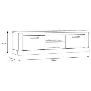 TV-Lowboard Hassri 170 cm Weißkiefer Dekor / Grau