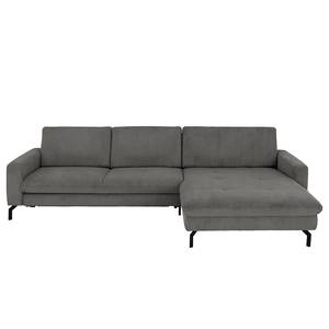 Ecksofa Capiri mit Longchair Cordstoff Coryn: Anthrazit - Longchair davorstehend rechts - Keine Funktion