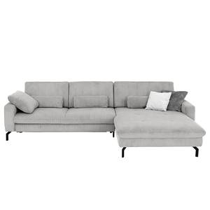 Ecksofa Capiri mit Longchair Cordstoff Coryn: Grau - Longchair davorstehend rechts - Relaxfunktion