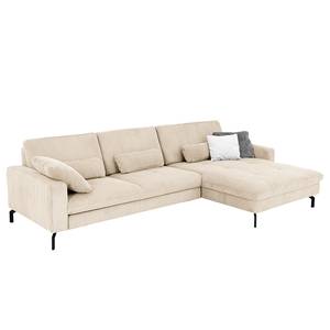 Ecksofa Capiri mit Longchair Cordstoff Coryn: Beige - Longchair davorstehend rechts - Relaxfunktion