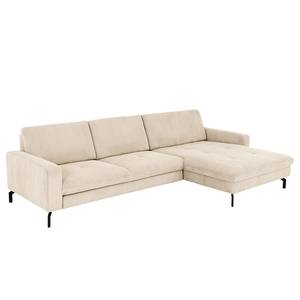 Ecksofa Capiri mit Longchair Cordstoff Coryn: Beige - Longchair davorstehend rechts - Relaxfunktion