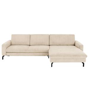 Ecksofa Capiri mit Longchair Cordstoff Coryn: Beige - Longchair davorstehend rechts - Relaxfunktion