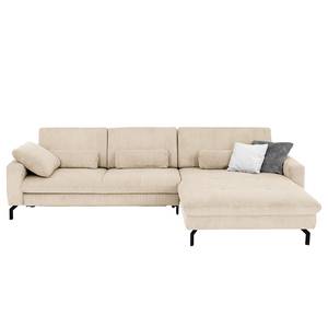 Ecksofa Capiri mit Longchair Cordstoff Coryn: Beige - Longchair davorstehend rechts - Relaxfunktion