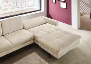 Ecksofa Capiri mit Longchair Cordstoff Coryn: Beige - Longchair davorstehend rechts - Relaxfunktion