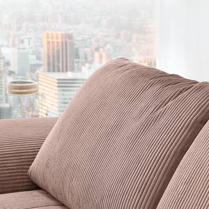 Ecksofa Corintia mit Ottomane Cordstoff Coryn: Altrosa - Ottomane davorstehend rechts - Keine Funktion - Metall